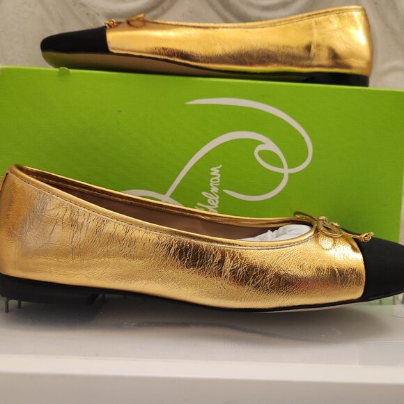 Sam Edelman Leather "Marley" Gold/Black Ballet Flats. NIB. Size 9.5 - Picture 3 of 11